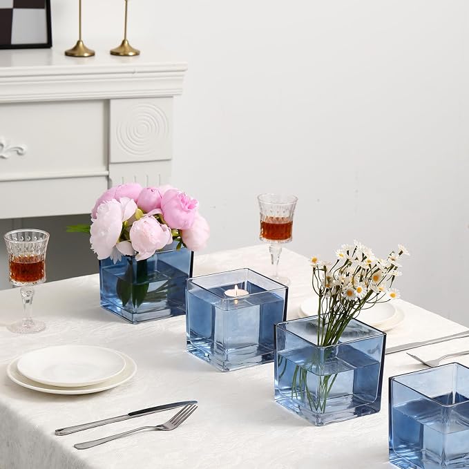 Square Glass Vases Set of 9, Small Vase - Image 3