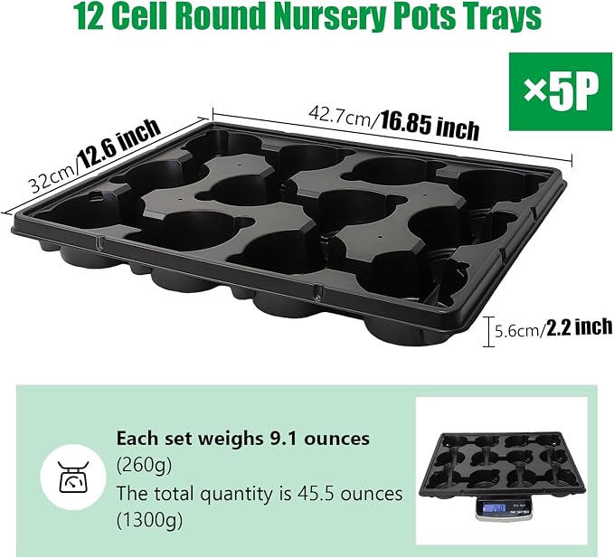RooTrimmer 12 Cell Round Nursery Trays Thickened Durable Seedling Pots Shuttle - Image 2
