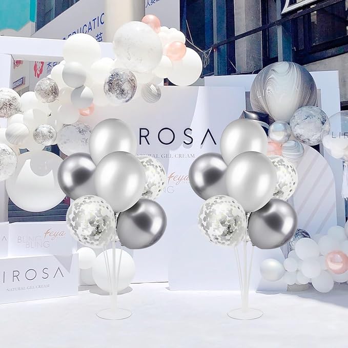 ZJDHPTY 4Set Silver Balloon Stand Table Centerpieces Party Decor | 25th Wedding - Image 6
