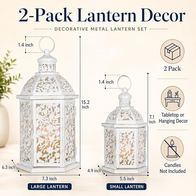Lanterns Decorative Outdoor&Indoor, Candle Holder - Image 5