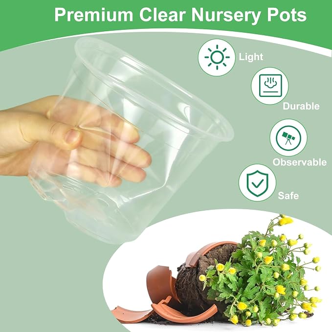 45 Pack 7/8/10 Inch Clear Nursery Pots - Image 3