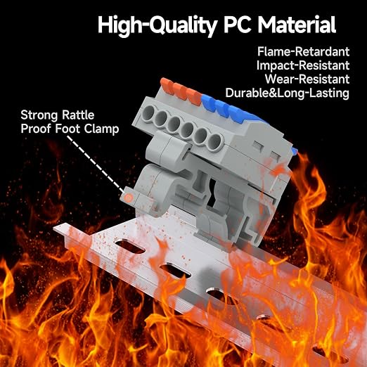 5Pcs Lever Wire Connectors, 2 in 6 Out, 4-2.5 mm² | 4-2.5 mm² Quick Wiring DIN - Image 4