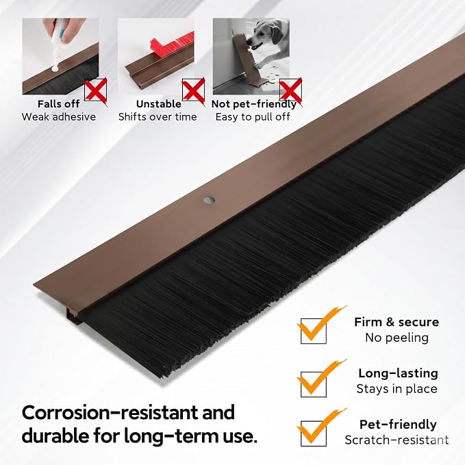 3 Sets Retsun Garage Door Brush Seal, roll up door brush seal kit, - Image 5