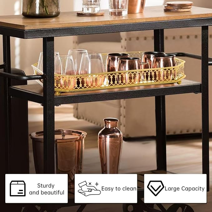 Bar Cart Tray, Decorative Mirrored Tray - Image 3