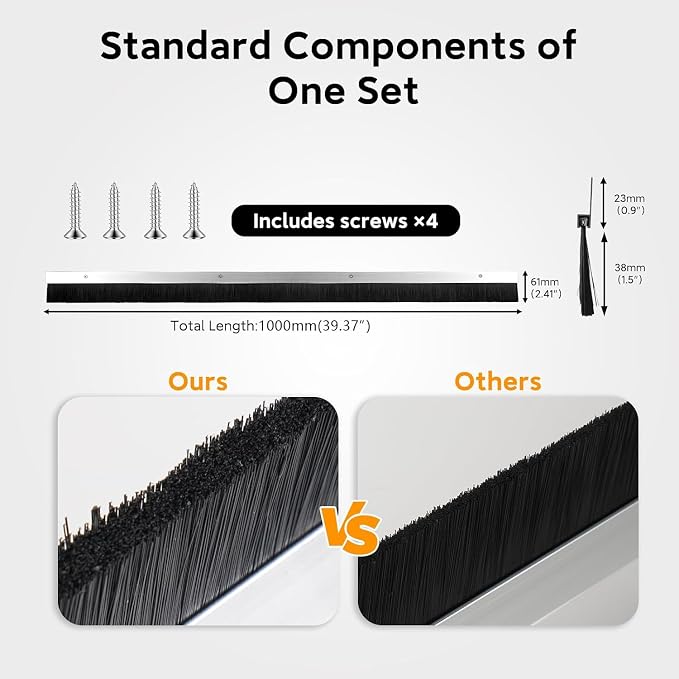 9 Sets Retsun Garage Door Brush Seal, 1 1/2" x 39.37" Brush Door Sweep - Image 4