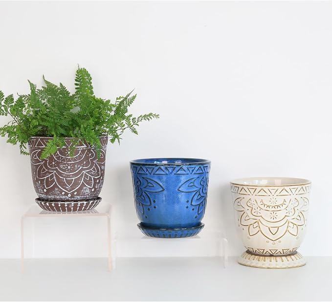 Gepege Ceramic Plant Pots, 6 Inch Indoor Planters - Image 6