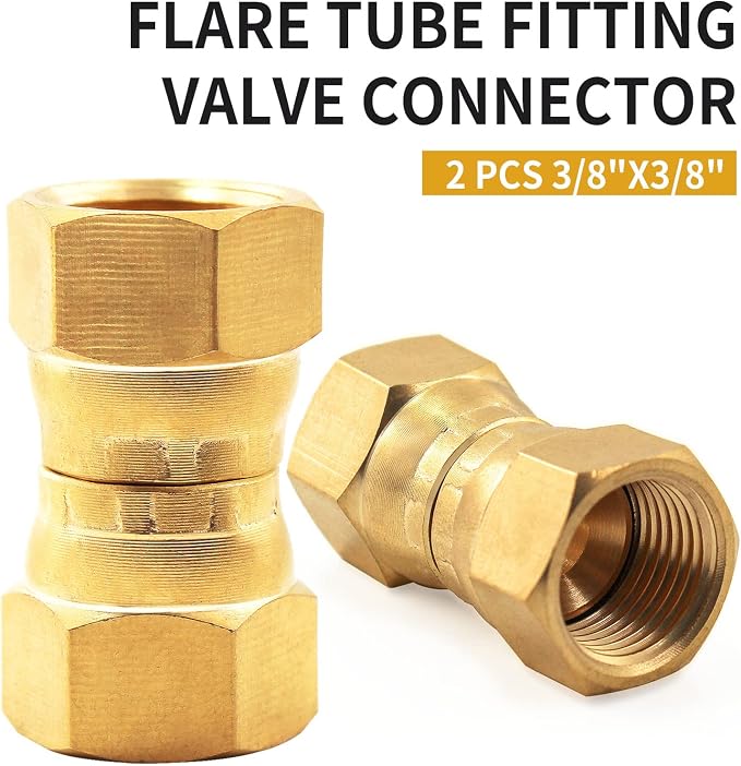 MENSI Brass 3/8" Female Flare by 3/8" Female Flare Swivel Brass Adapter Tube - Image 4