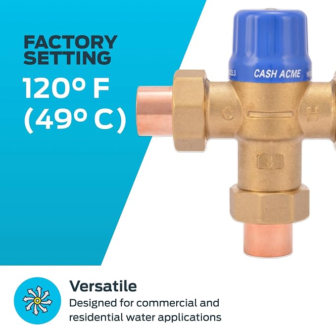 Cash Acme 3/4 Inch HG110-D Sweat Thermostatic Mixing Valve - Image 3