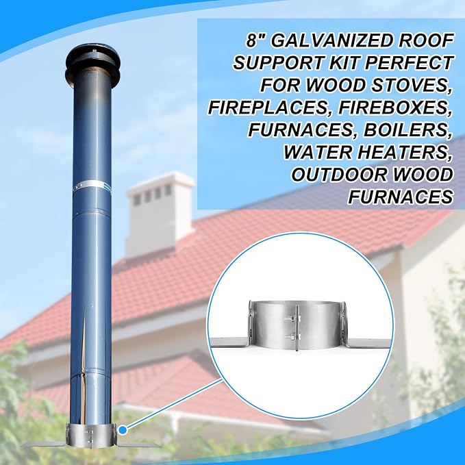 Hicarer 8 Inch Chimney Roof Support Bracket Adjustable Galvanized Kit | Stove - Image 7