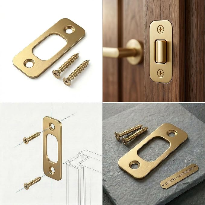 Deadbolt Strike Plate, Round Corner, Solid Stainless Steel, Heavy Duty - Image 2