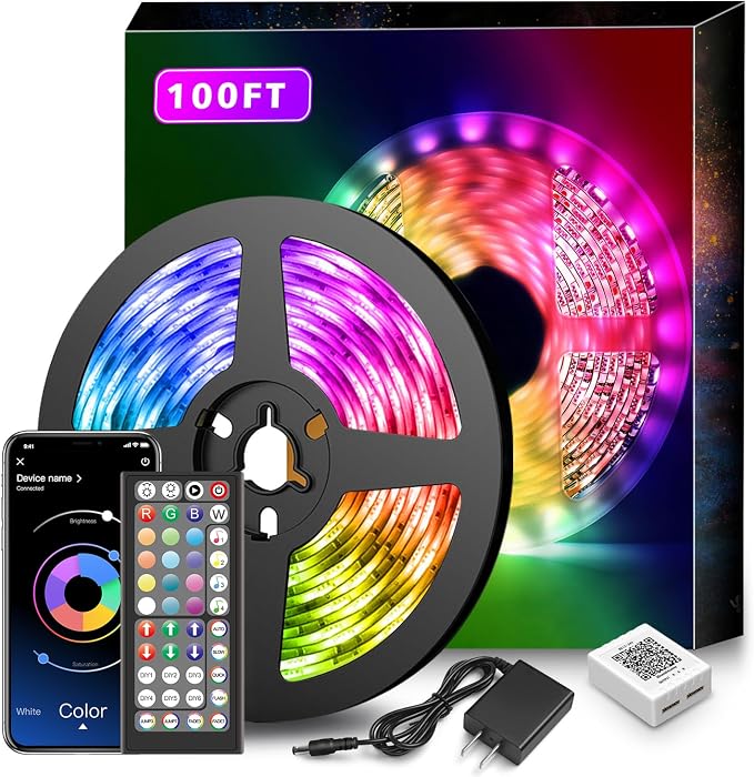 Nexillumi Led Lights for Bedroom 100ft Music Sync Color Changing Led Strip by Nexillumi