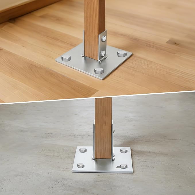 8 Pcs Strut Post Base, 4 Holes Square Mount Base 6" x 6" Base - Image 6