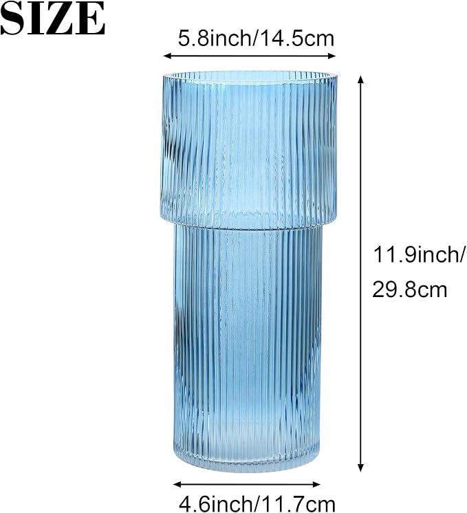 Large Glass Vase, 12 Inches Tall Vase - Image 2