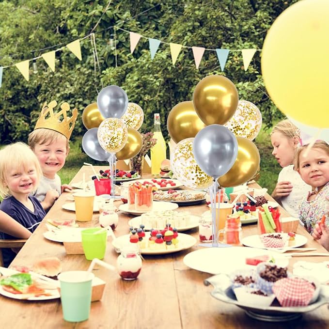 TONIFUL 4 Set Silver Gold Balloon Stand Balloon Centerpieces - Image 5