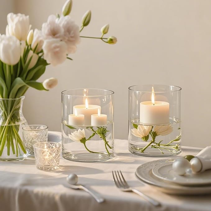 2pcs 6" x 4.7" Clear Glass Cylinder Vases - Image 8