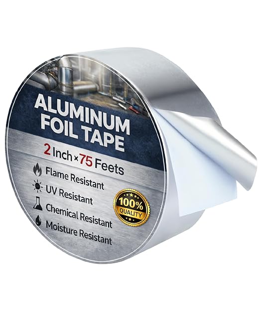 Bates- Aluminum Foil Tape, 2 Inch x 25 Yard, 3.6 Mil, HVAC Heat Tape by BatesChoice