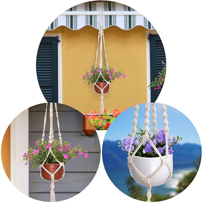 MIPON 3 Pack Macrame Plant Hangers, Hanging Planters - Image 6