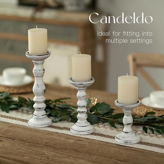 Wood Candle Holder for Pillar, Table Centerpiece, Tall Shabby Chic Decor - Image 5