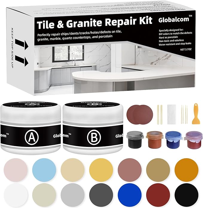 Tile and Granite Repair Kit for Marble Porcelain and Quartz Countertops | by Globalcom