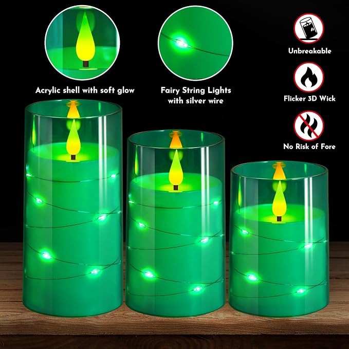 NURADA Flickering Flameless Candles: Built-in Star String Acrylic Battery - Image 2