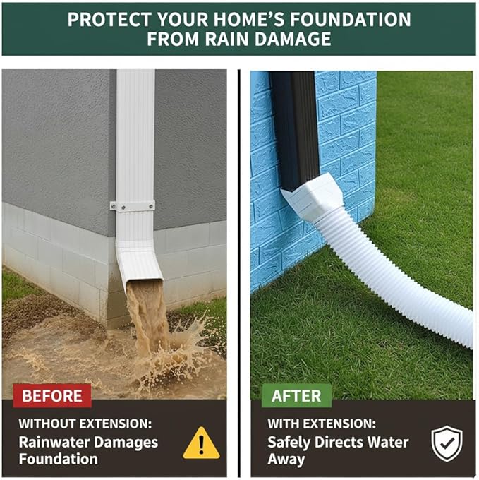 1 Pack White-Rain Gutter Downspout Extensions, Gutter Extender - Image 4