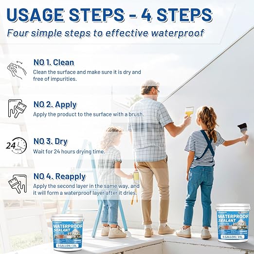 Liquid Waterproof Sealant 5 Gallon Clear, Transparent Waterproof Coating | - Image 7