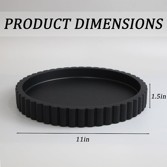 Round Decorative Tray for Coffee Table Decor, Circle Tray Decor 11" Black | - Image 7