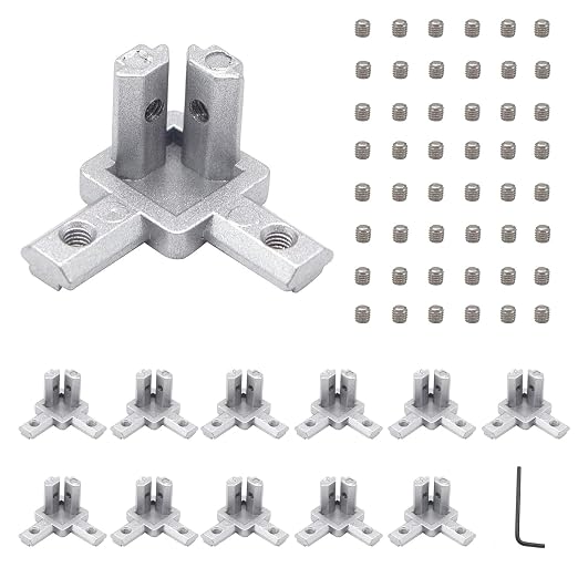 12pcs 2020 Hardware 3-Way Angel Bracket Corner Connector Silver | by SeekLiny