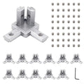 12pcs 2020 Hardware 3-Way Angel Bracket Corner Connector Silver | by SeekLiny