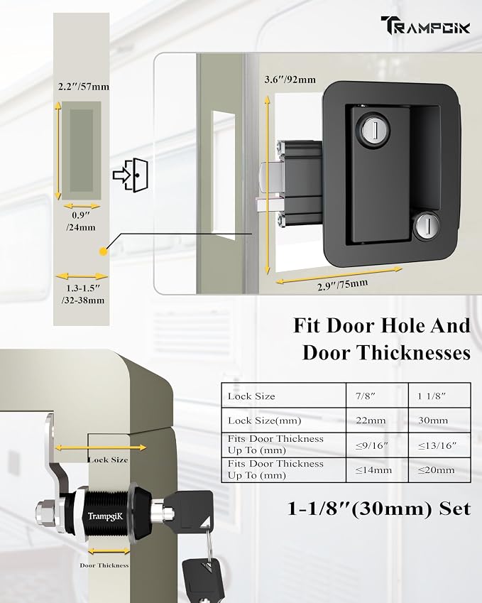 RV Door Lock Set, for RV Camper, Travel Trailer Entrance Front Door, 1 Plastic - Image 4