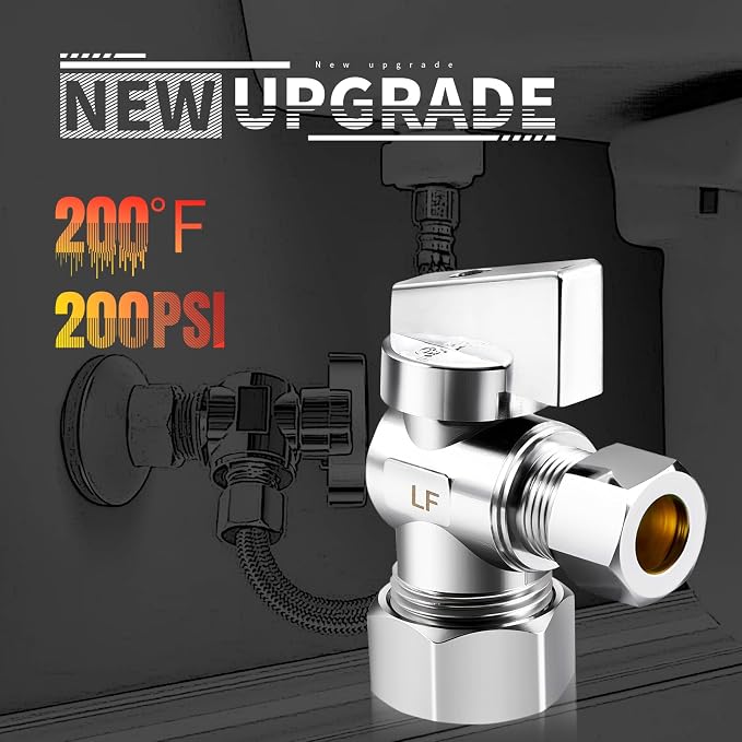 2 PCS 5/8" ODx3/8 Inch OD Compression Angle Stop Valve Shut Off | Premium Brass - Image 5