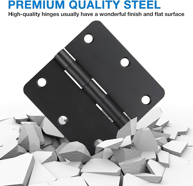 Matte Black Door Hinges 3.5" 24 Pack Rounded - Image 5
