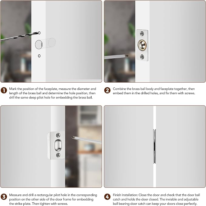 Ravinte Silver Door Ball Catch, Closet Door Latch Adjustable, 4 Pack | Solid - Image 6