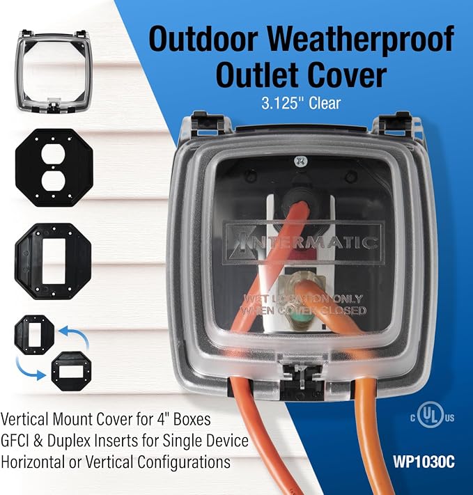 Intermatic WP1030C 3-1/8” Deep Weatherproof Outlet Cover – UV Stabilized Clear - Image 2