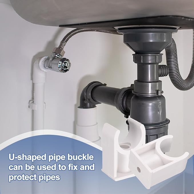 uxcell 2 Pcs PVC Water Pipe Clamps Clips, 90mm ID U-Shaped Water Pipe Buckles - Image 6