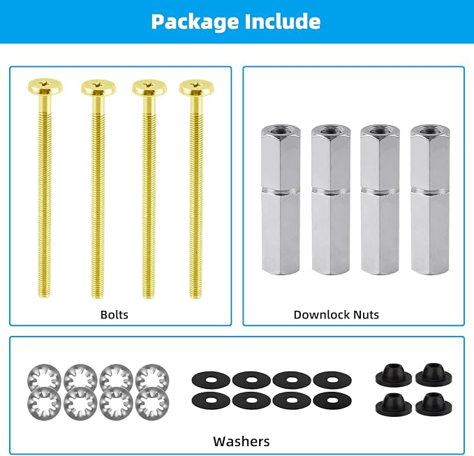 Hibbent 4 PCS Universal Toilet Seat Bolts Kit, Brass Bolts - Image 7