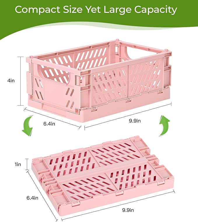 HUUSMOT 4-Pack Collapsible Plastic Storage Baskets, 9.8"x6.5"x3.8" | Pastel - Image 3