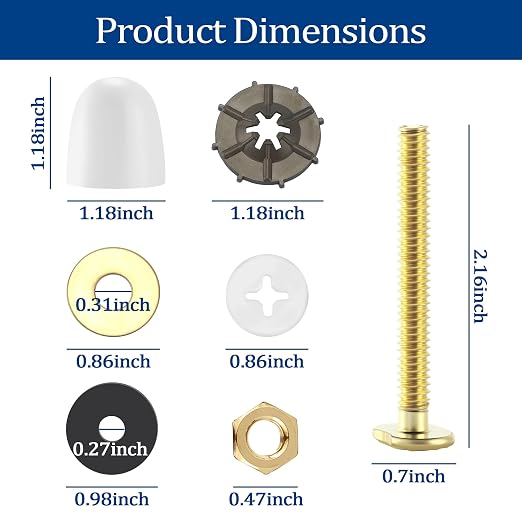 2 Pack Toilet Floor Bolts, Metal Flange Kit - Image 3