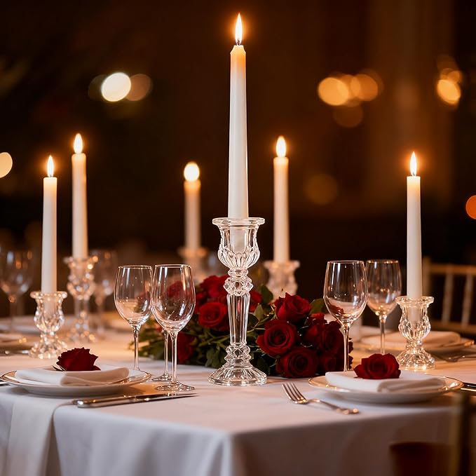 48 Pcs Clear Glass Taper Candle Holders Bulk, 2.5 Inch Small Candlestick Stands - Image 5