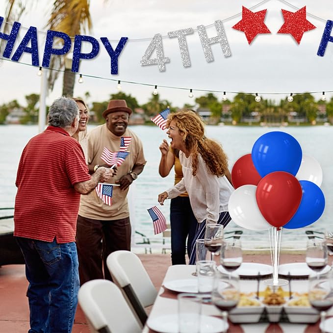 ZJDHPTY 4Set Red White and Blue Balloon Stand Patriotic Decorations | Balloon - Image 4