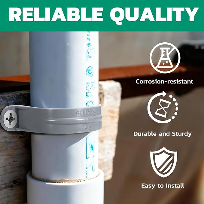 OURU 1-1/4 Inch PVC Pipe Straps, 2-Hole Plastic Conduit Clamp, Pipe Protection - Image 5
