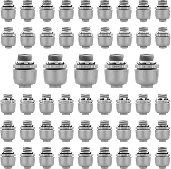50 PCS 3/4" Liquid Tight Connector NPT Non-Metallic by Unknown