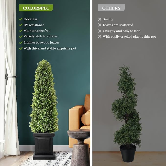 3.5ft Topiary Trees Artificial Outdoor Set of 2 - Image 4