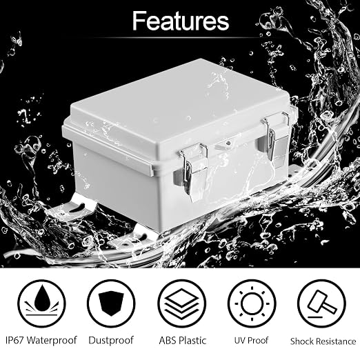 Electrical Box, IP67 Waterproof Hinged Cover Stainless Steel Latch Junction Box - Image 3