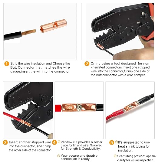 24-18 AWG Wire Splice Kit – 100 PCS 24-18 Gauge Bare Copper Non-Insulated Butt - Image 7