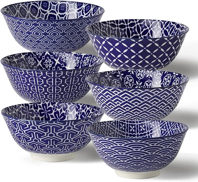 Metahom Cereal Bowls Set of 6, Ceramic Soup Bowls, 23 Oz, Ice Cream, Dishwasher by Metahom