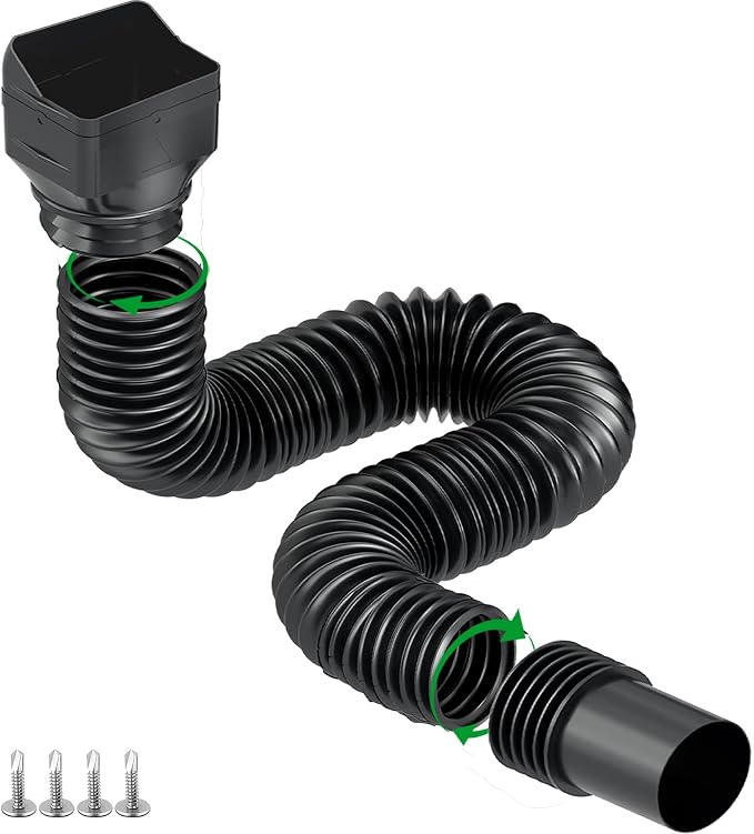 1 Pack Black Rain Gutter Downspout Extensions, Gutter Extender by Binazon