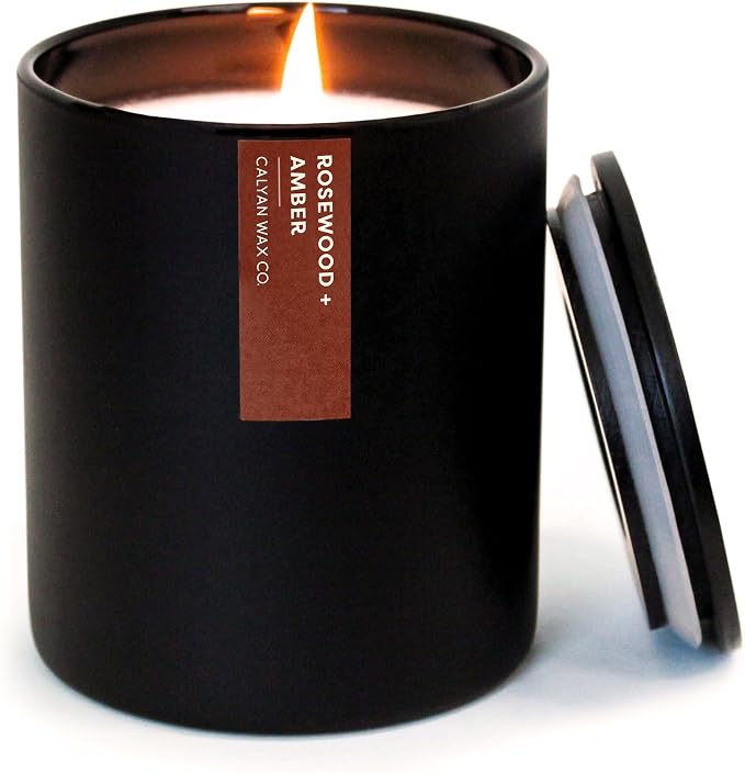 Rosewood & Amber Scented Candle by CalyanWaxCo