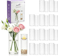 24 Pack Clear Glass Cylinder Vases, Flower Vases | Floating Candle Holder by QAPPDA