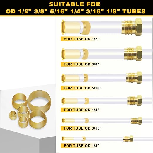 Siptenk 228PCS Brass Compression Sleeves Ferrules Kit Lines - Image 4